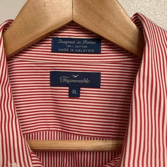 Faconnable XL Striped Button Up Long Sleeve Shirt - Picture 4 of 6